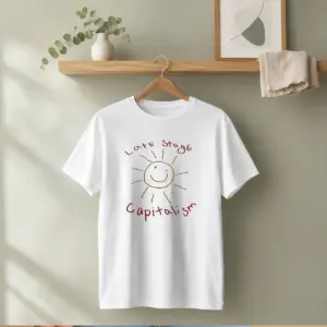 Alternative view of Funny Late Stage Capitalism Smiley Face Political Satire Shirt