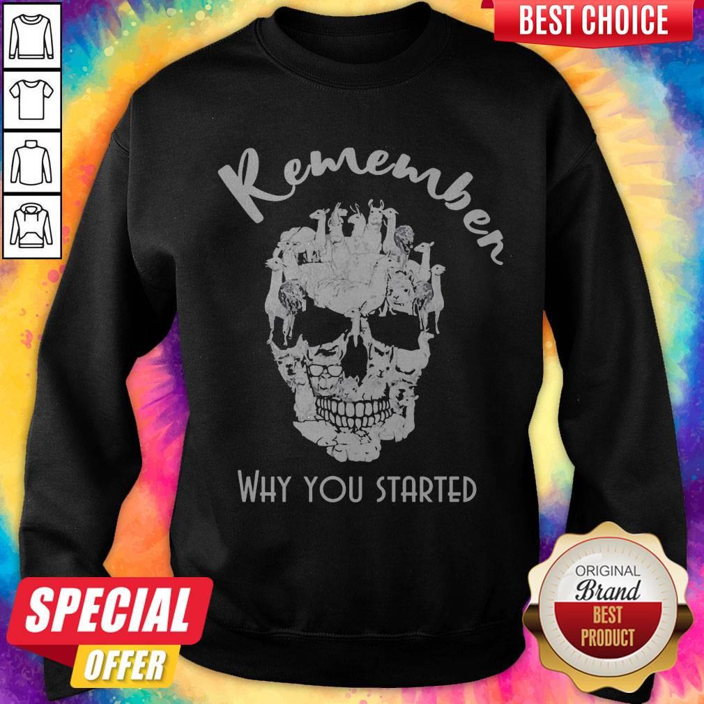 Funny Llama Skull Remember Why You Started Halloween Shirt - Image 2