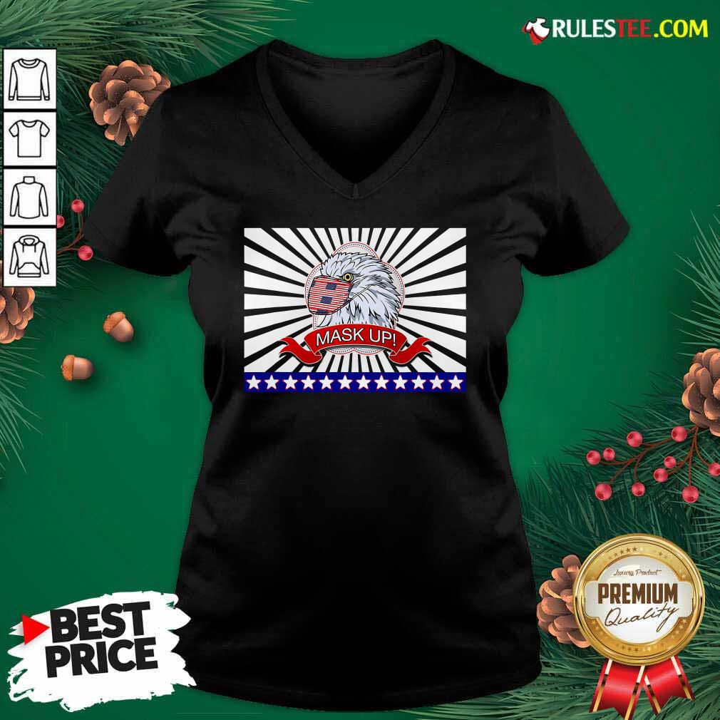 Funny Mask Up Fun And Patriotic Bald Eagle American Flag Shirt - Image 3