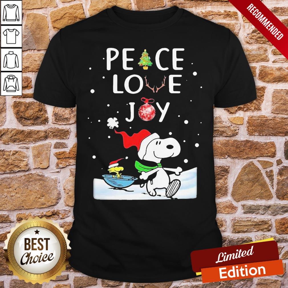 Funny Merry Christmas Peanuts Snoopy Peace Love Joy Shirt