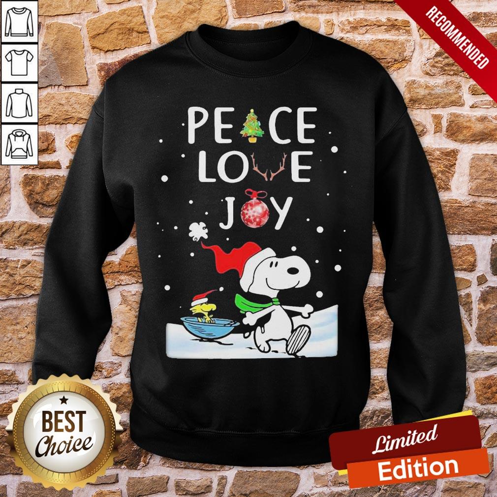 Funny Merry Christmas Peanuts Snoopy Peace Love Joy Shirt - Image 4