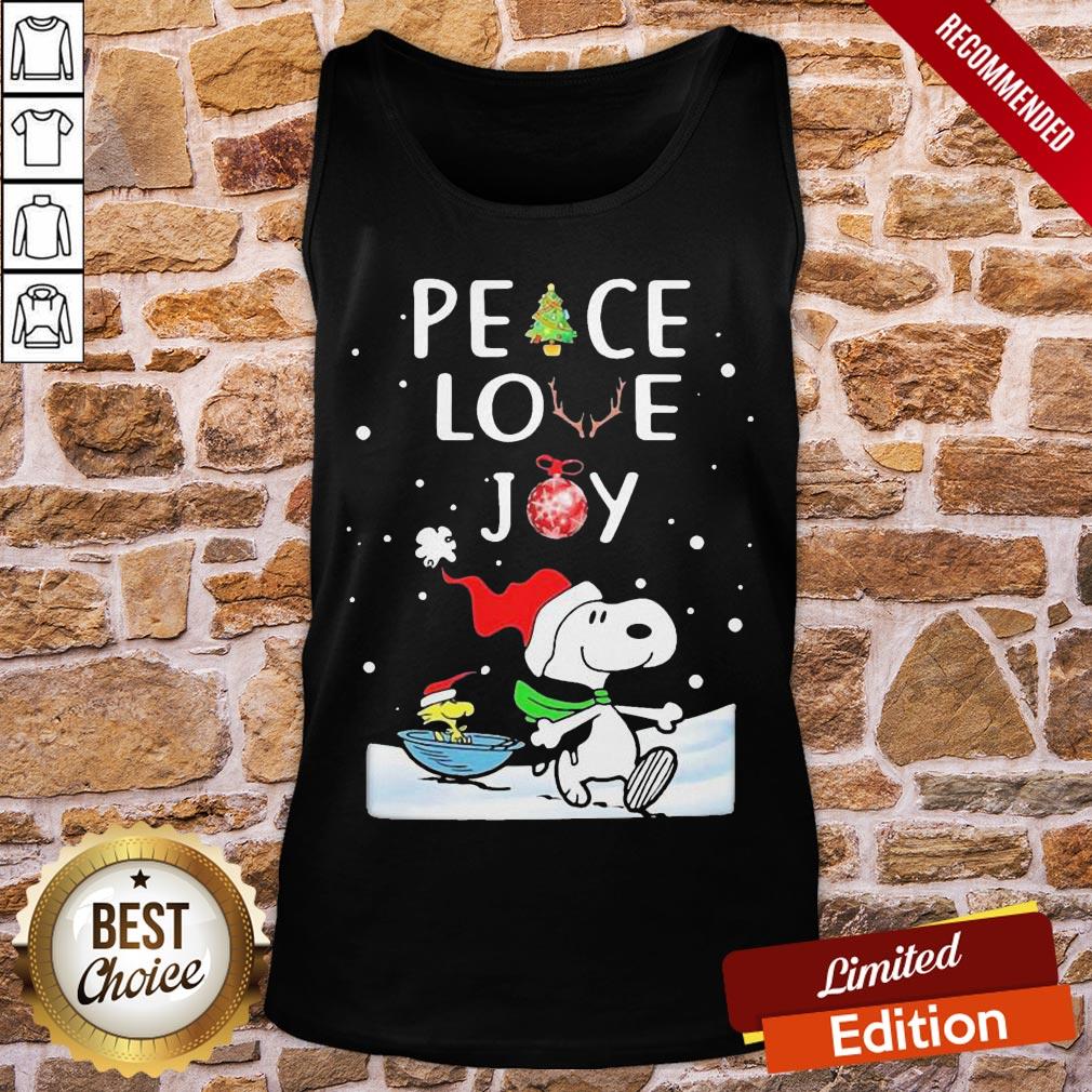 Funny Merry Christmas Peanuts Snoopy Peace Love Joy Shirt - Image 3