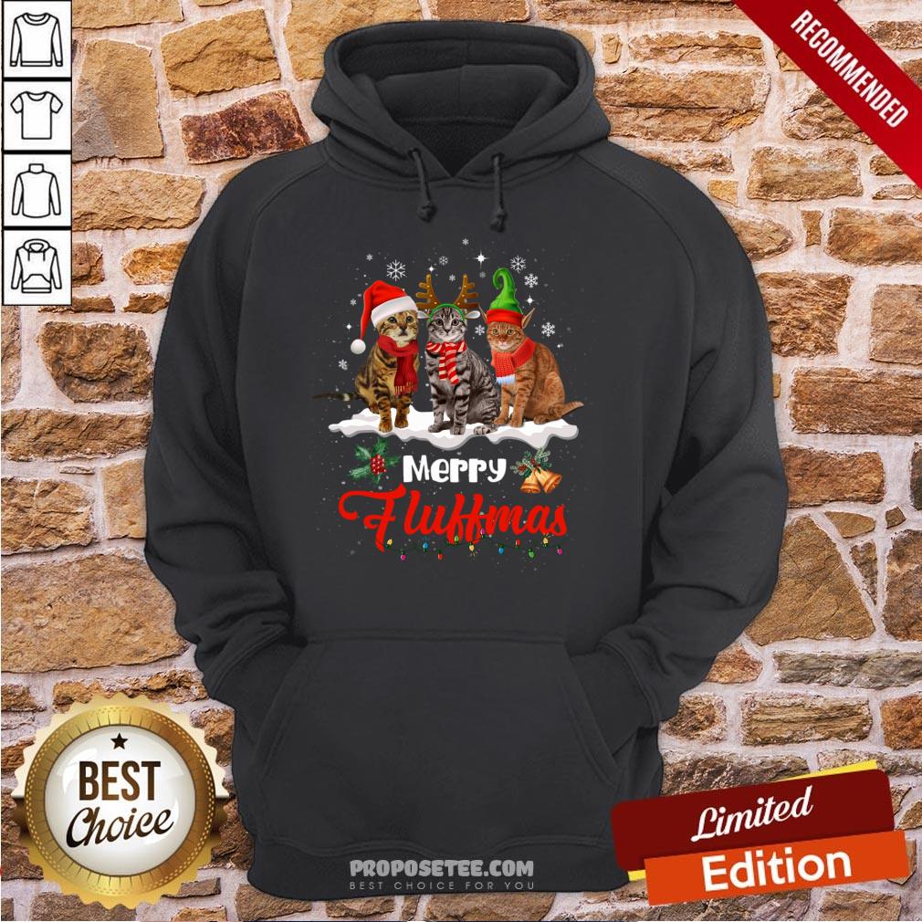 Funny Merry Fluffmas Cats Christmas Cat Lover Gift Reindeer Season Shirt - Image 2