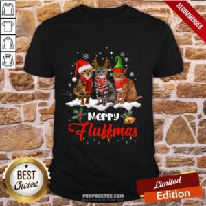 Funny Merry Fluffmas Cats Christmas Cat Lover Gift Reindeer Season Shirt