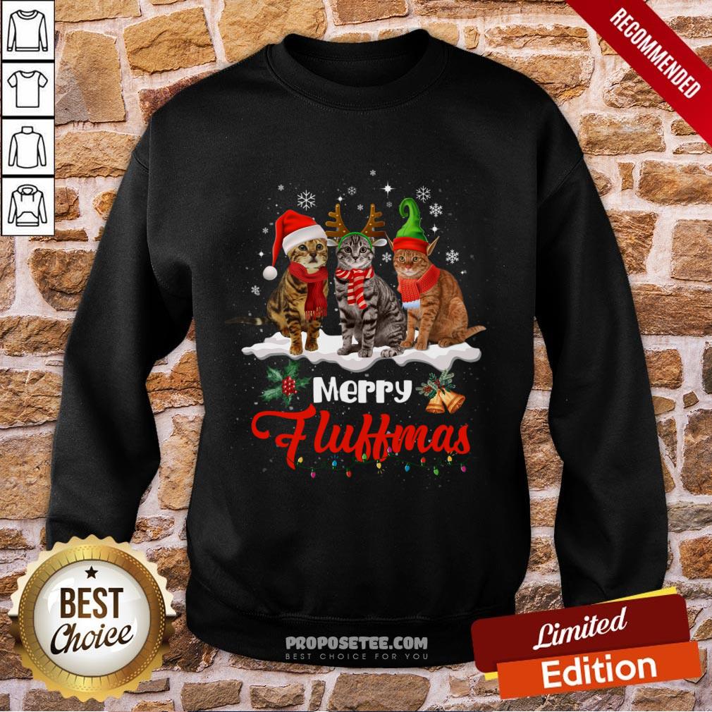 Funny Merry Fluffmas Cats Christmas Cat Lover Gift Reindeer Season Shirt - Image 5