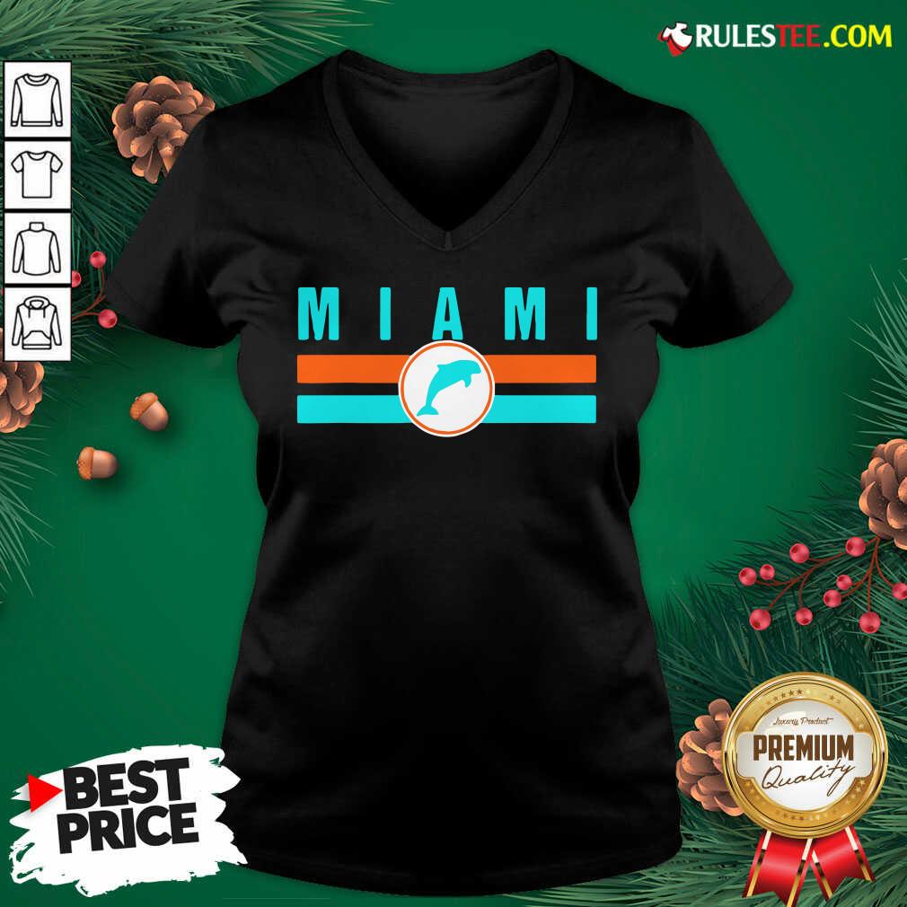 Funny MIA Miami Local Standard MIA Retro Dolphin Miami FL Shirt - Image 2