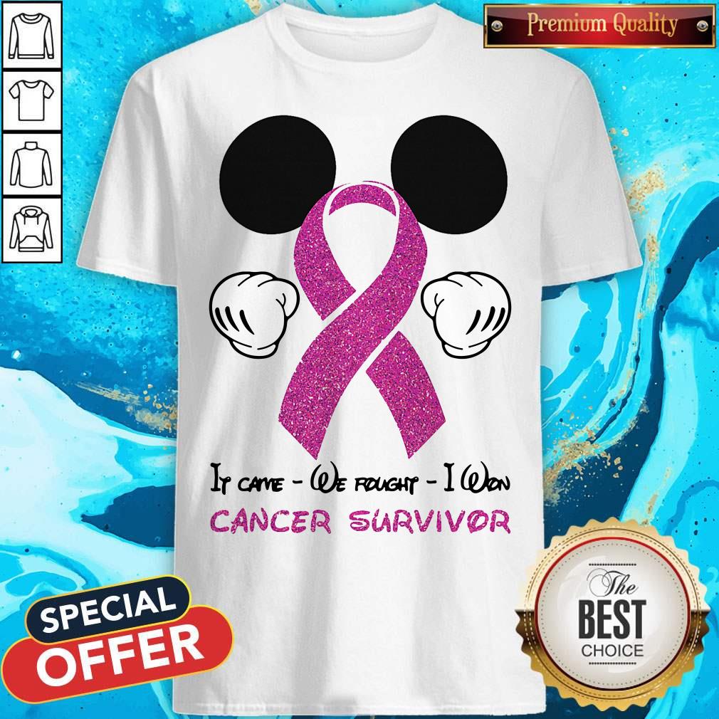 Funny Mickey Mouse If Carve We Fought I Won Cancer Survivor Shirt