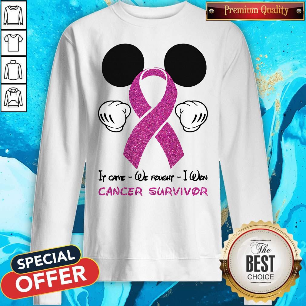 Funny Mickey Mouse If Carve We Fought I Won Cancer Survivor Shirt - Image 5