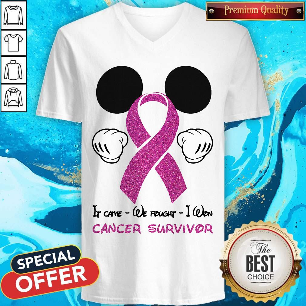 Funny Mickey Mouse If Carve We Fought I Won Cancer Survivor Shirt - Image 3
