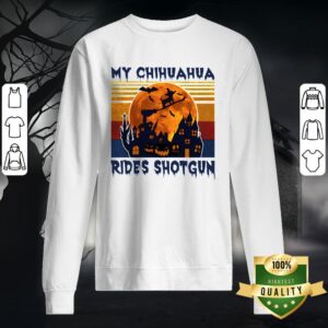 Alternative view of Funny My Chihuahua Rides Shotgun Halloween Vintage Shirt