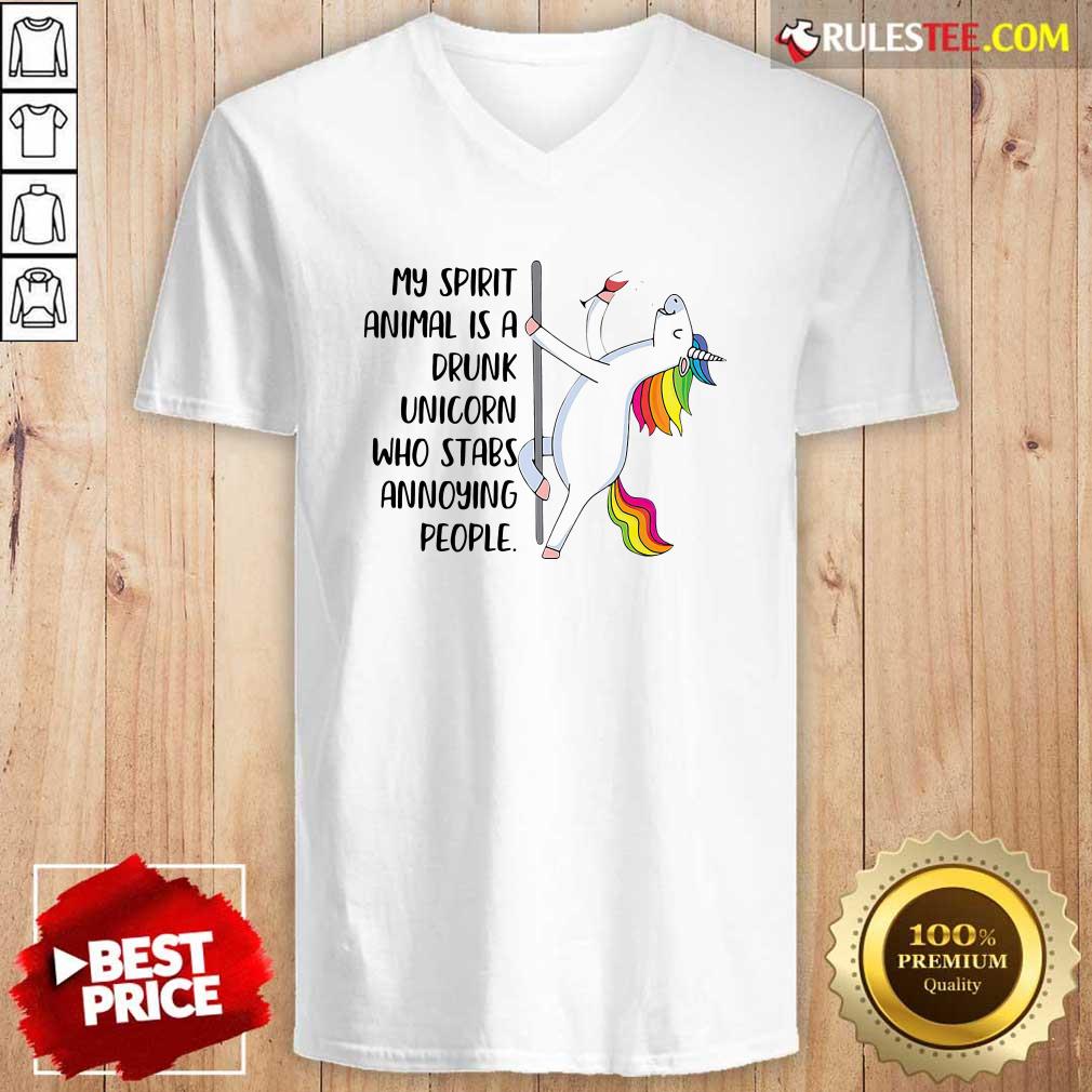 Funny My Spirit Animal Is A Drunk Unicorn Who Stabs Annoying People Shirt - Image 3