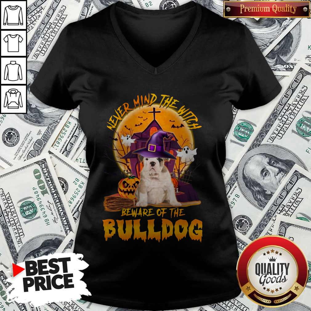 Funny Never Mind The Witch Beware Of The Bulldog Halloween Shirt - Image 2
