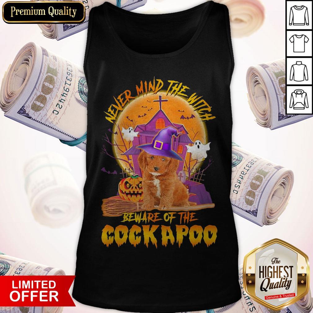 Funny Never Mind The Witch Beware Of The English Cockapoo Halloween Moon Shirt - Image 3
