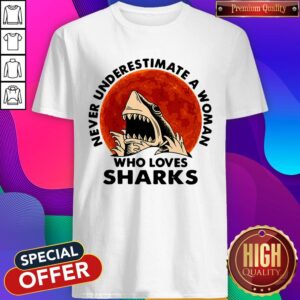 Funny Never Underestimate A Woman Who Loves Sharks Shirt
