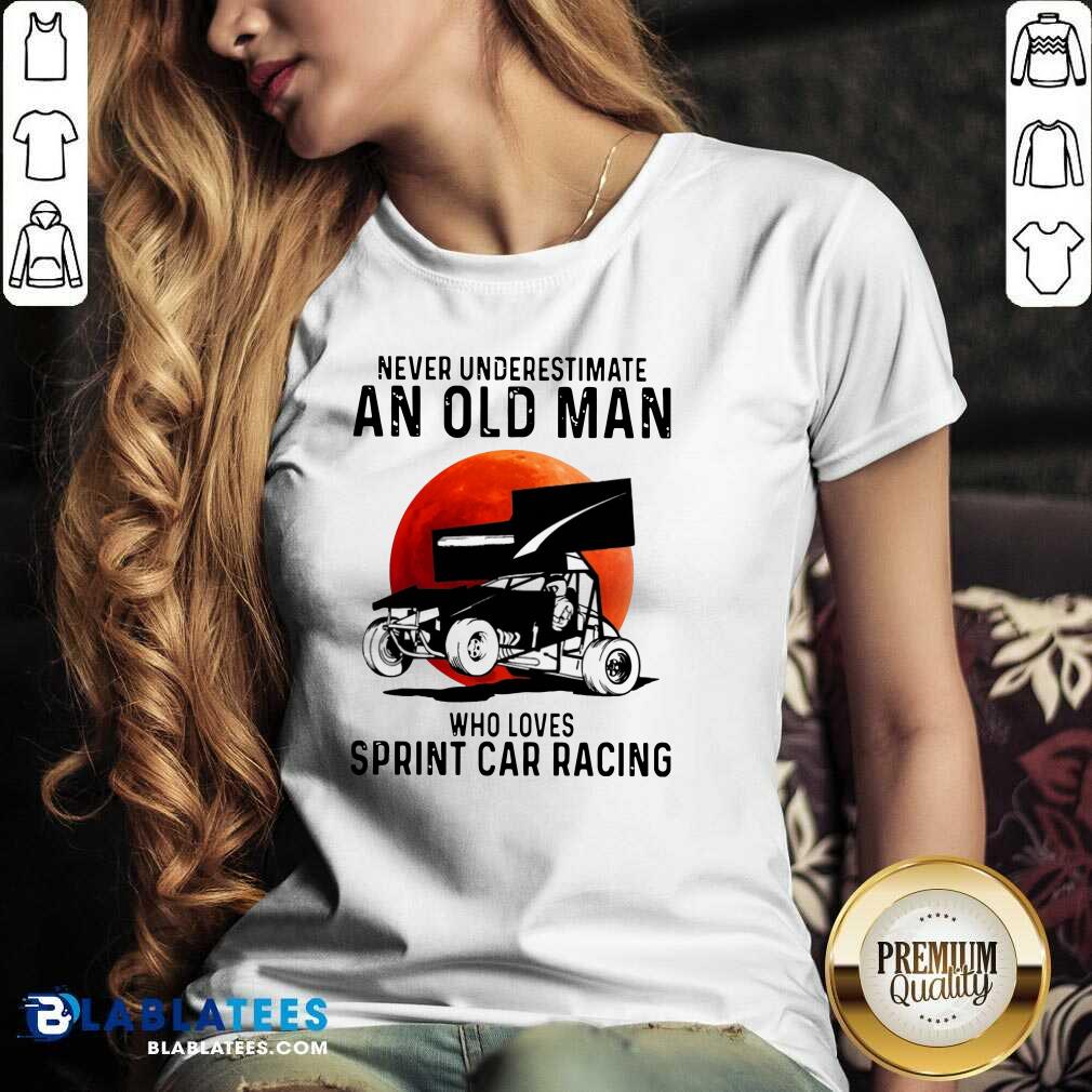 Funny Never Underestimate An Old Man Who Loves Sprint Car Racing The Moon Shirt - Image 2