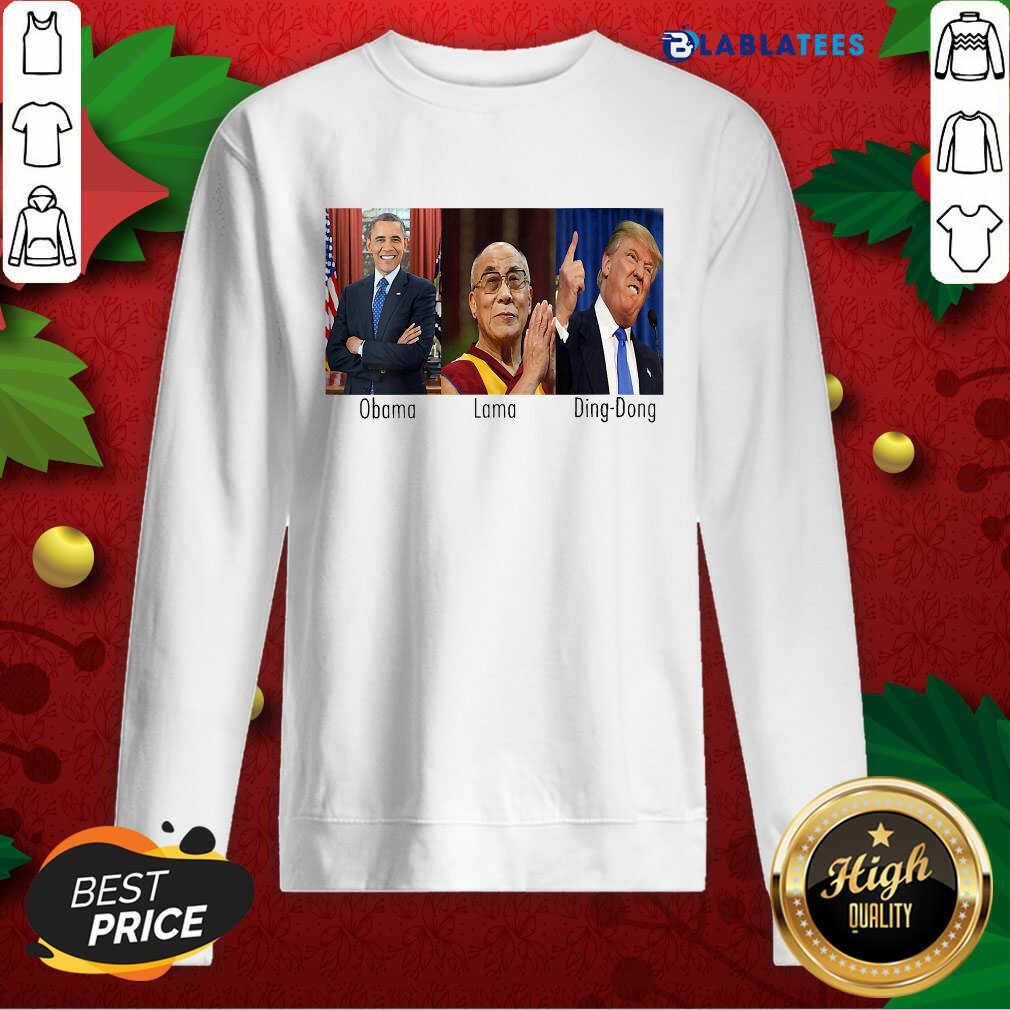 Funny Obama Lama Ding Dong President American Flag Shirt - Image 5