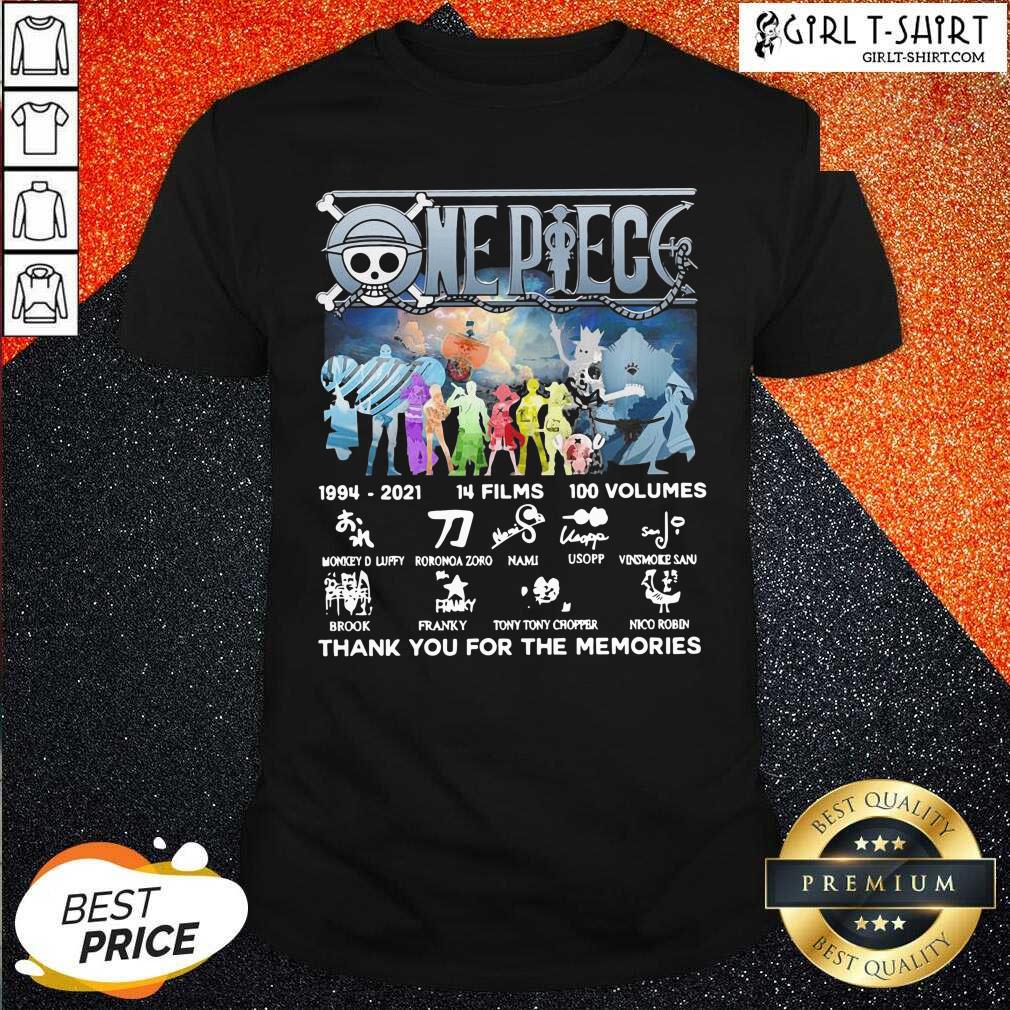 Funny One Piece 14 Films 100 Volumes Thank You For The Memories Signatures Shirt