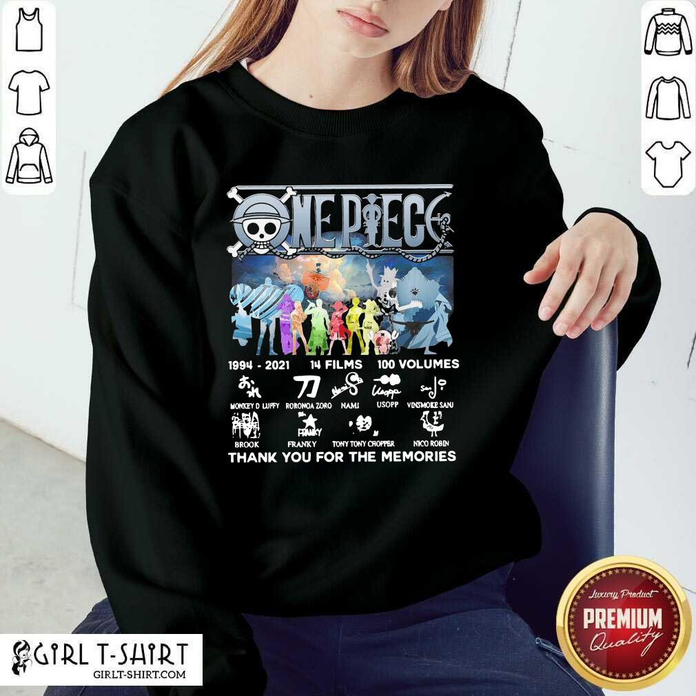 Funny One Piece 14 Films 100 Volumes Thank You For The Memories Signatures Shirt - Image 4
