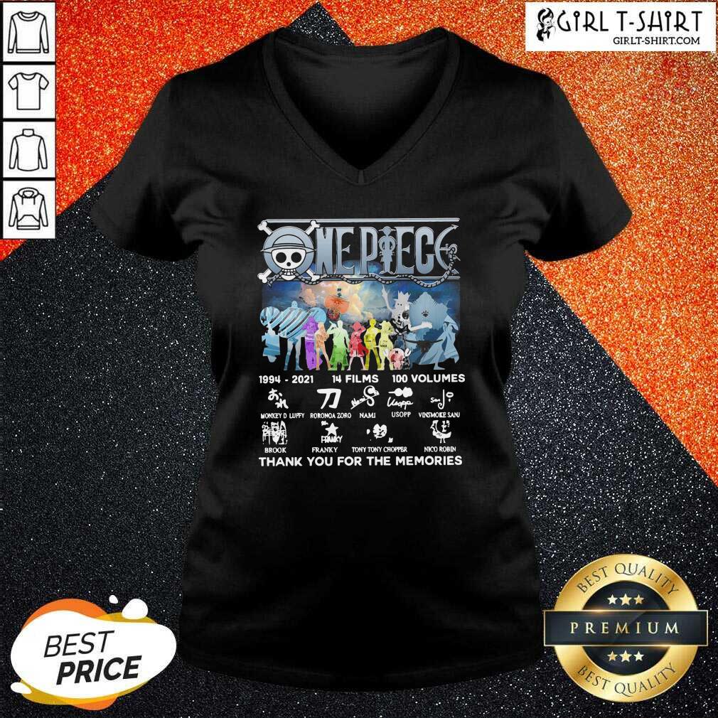 Funny One Piece 14 Films 100 Volumes Thank You For The Memories Signatures Shirt - Image 2