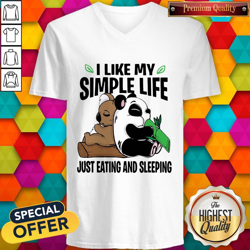 Funny Panda I Like My Simple Life Just Eating And Sleeping Shirt - Image 2