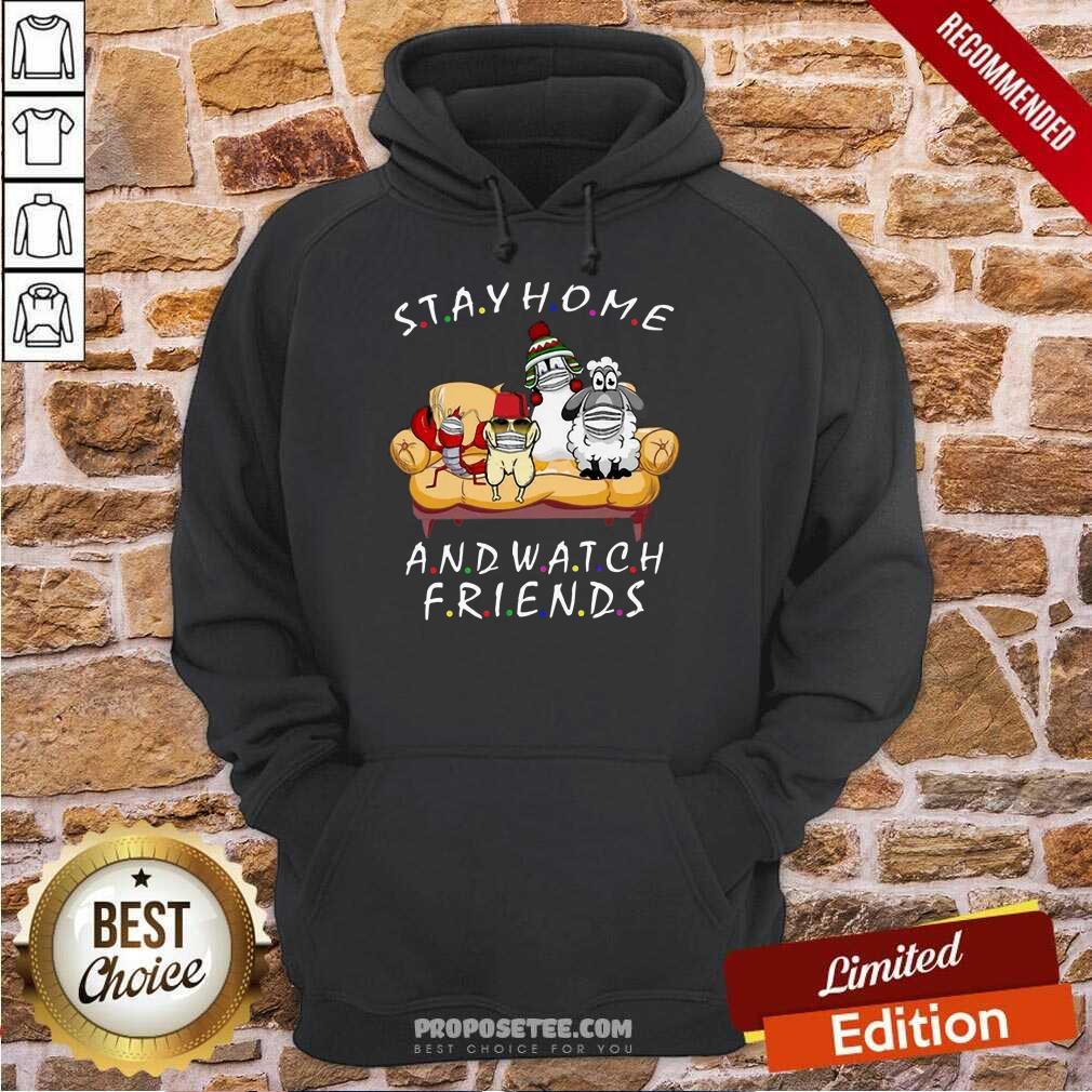 Funny Pets Stay Home And Watch Friends Cartoon COVID-19 Shirt - Image 5