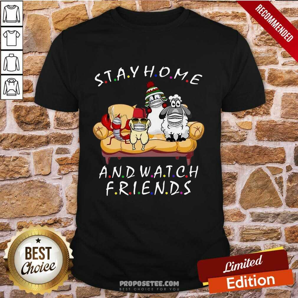 Funny Pets Stay Home And Watch Friends Cartoon COVID-19 Shirt