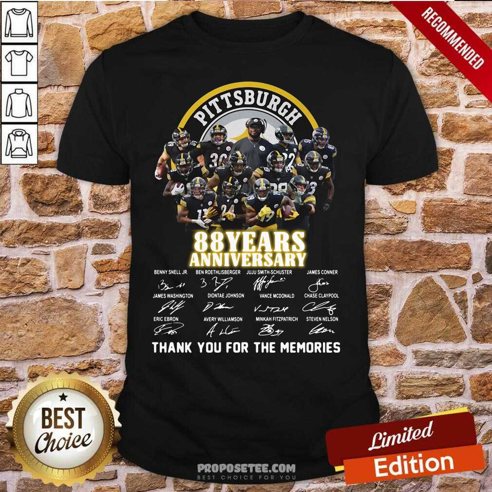 Funny Pittsburgh Steelers 88 Years Anniversary Thank You For The Memories Signatures Shirt