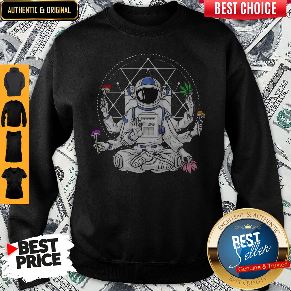 Funny Psychonaut Psychedelic Astronaut Magic Mushrooms Meditation Shirt - Image 4