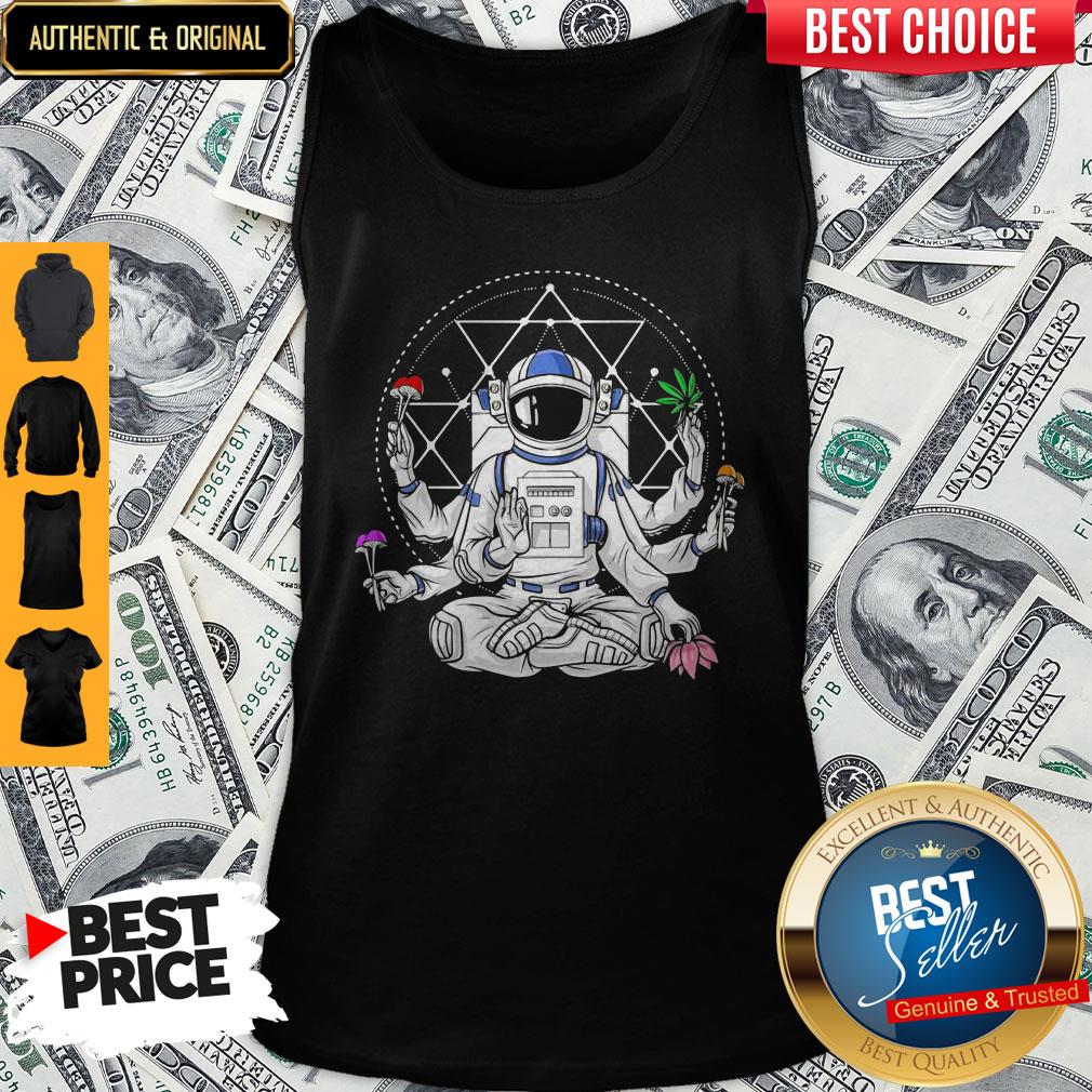 Funny Psychonaut Psychedelic Astronaut Magic Mushrooms Meditation Shirt - Image 3