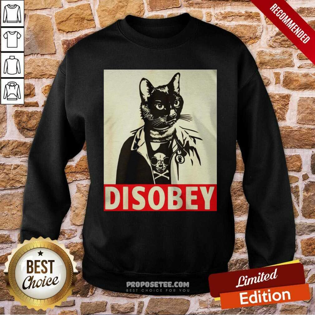 Funny Radical Cat Disobey Shirt - Image 5