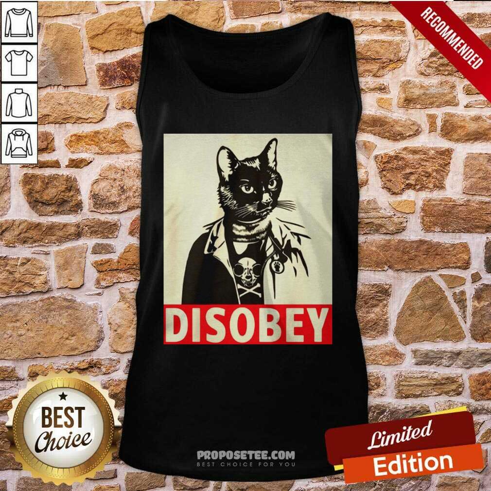 Funny Radical Cat Disobey Shirt - Image 4