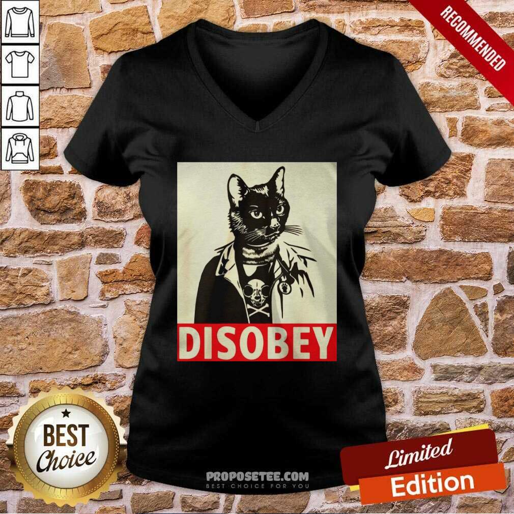 Funny Radical Cat Disobey Shirt - Image 3