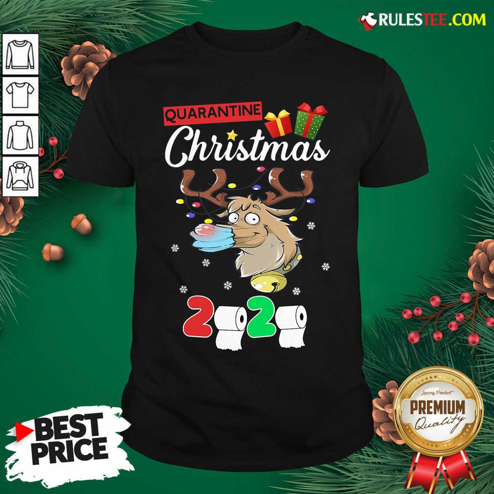 Funny Reindeer Santa Claus Mask 2020 Toilet Paper Quarantine Christmas Shirt