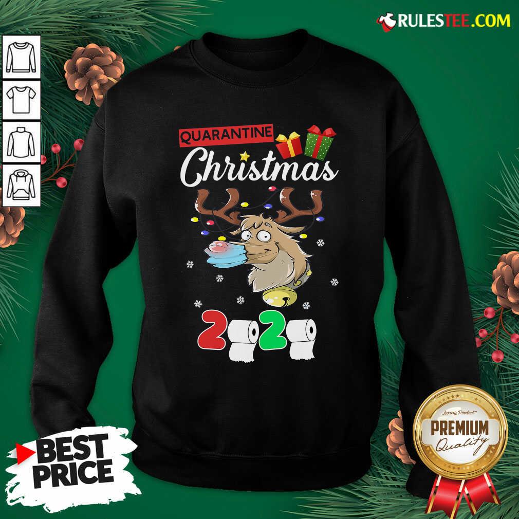 Funny Reindeer Santa Claus Mask 2020 Toilet Paper Quarantine Christmas Shirt - Image 2