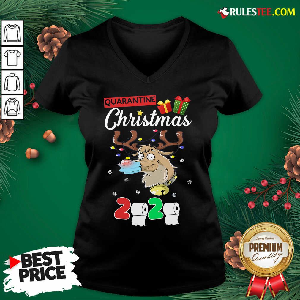 Funny Reindeer Santa Claus Mask 2020 Toilet Paper Quarantine Christmas Shirt - Image 4