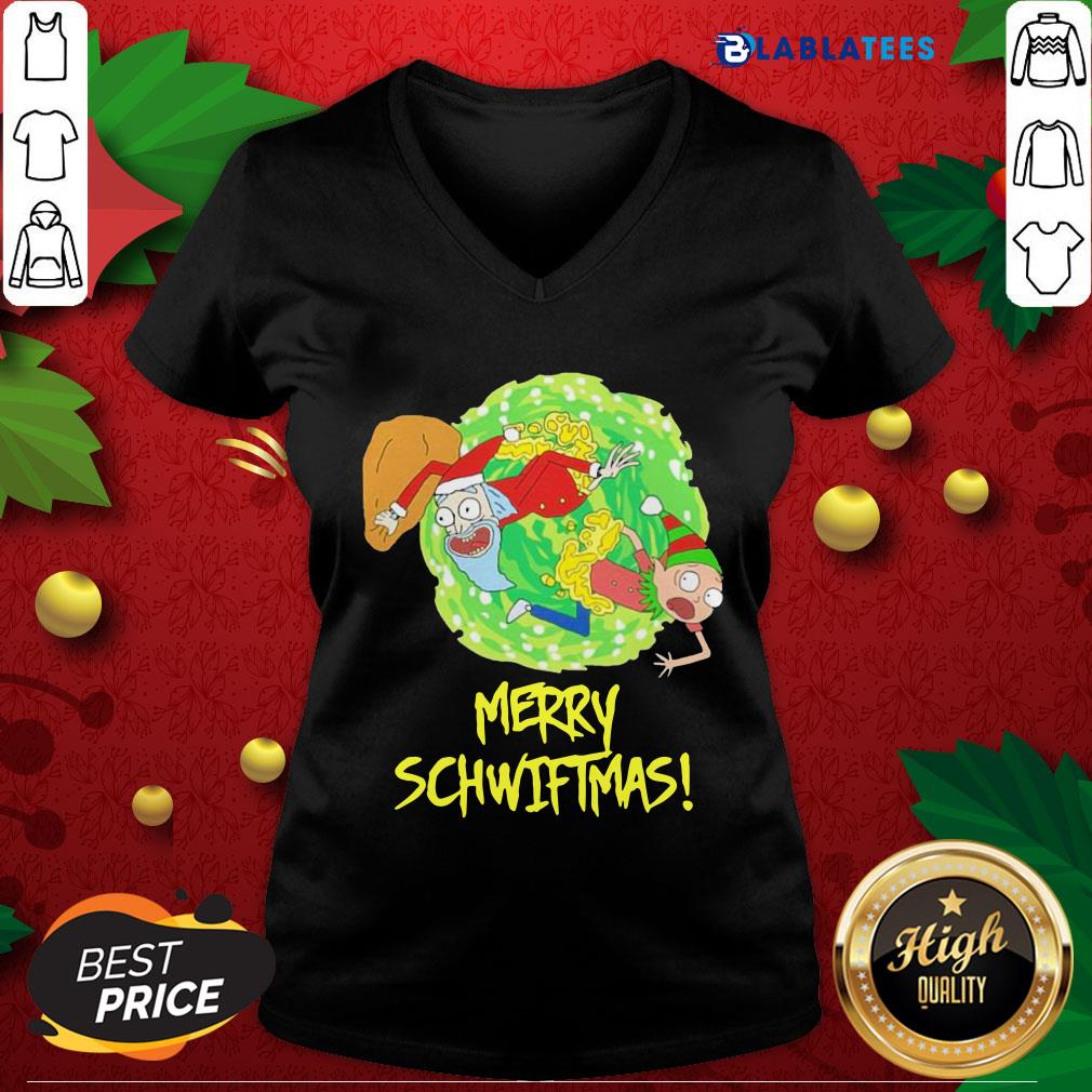 Funny Rick And Morty Santa Merry Schwiftmas Christmas Shirt - Image 3