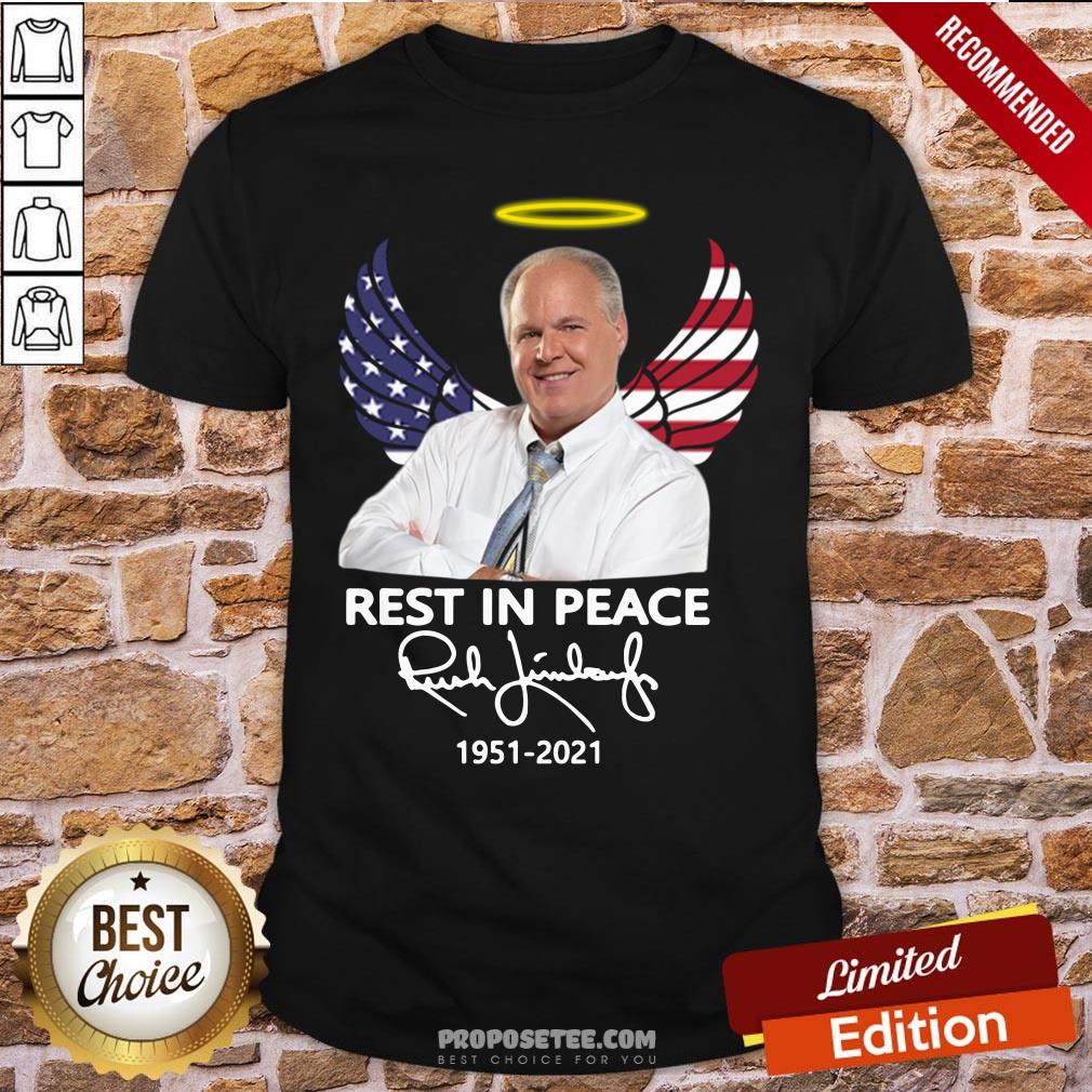 Funny Rush Limbaugh Rest In Peace 1951 2021 American Flag Signature Shirt