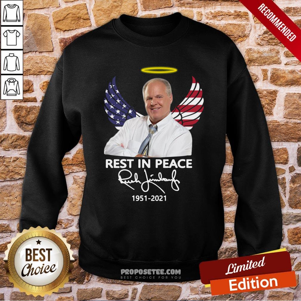 Funny Rush Limbaugh Rest In Peace 1951 2021 American Flag Signature Shirt - Image 4