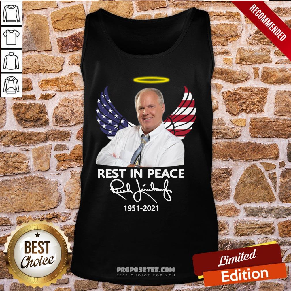 Funny Rush Limbaugh Rest In Peace 1951 2021 American Flag Signature Shirt - Image 3