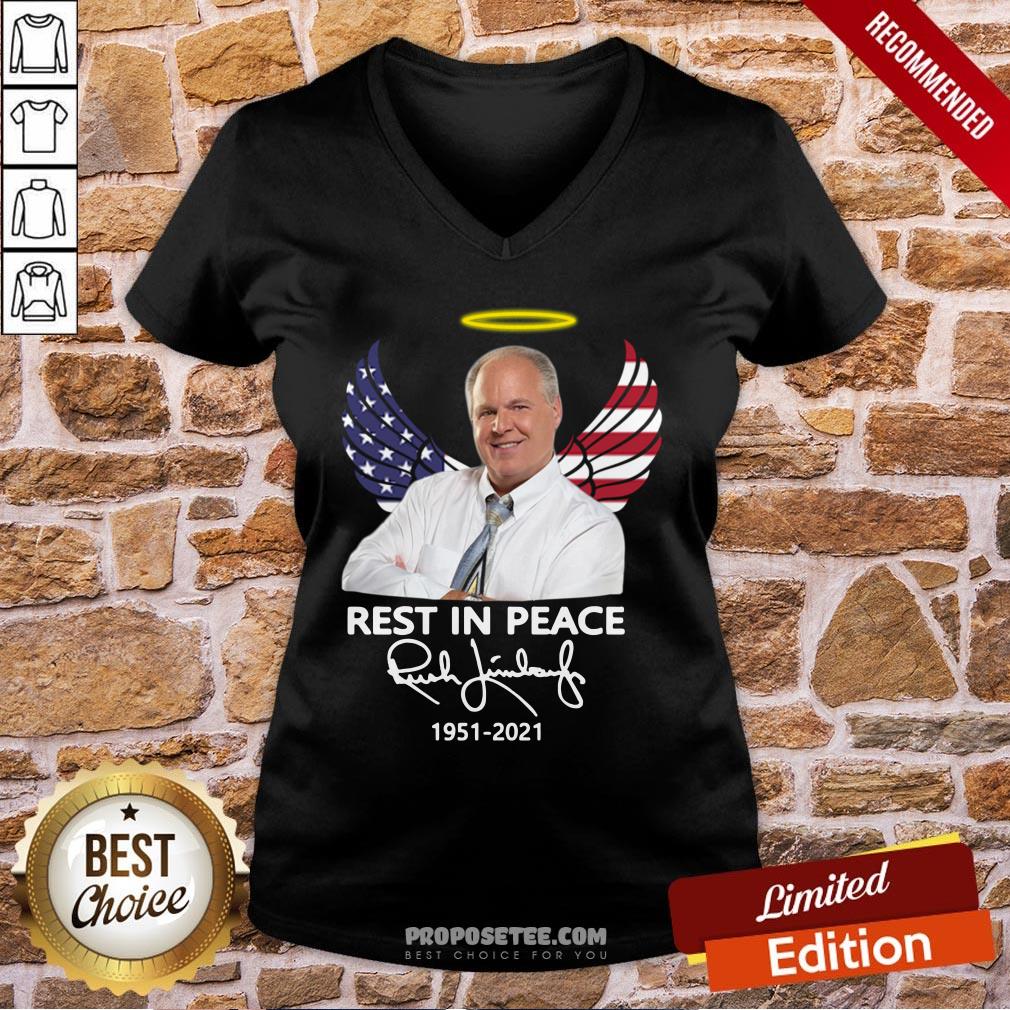 Funny Rush Limbaugh Rest In Peace 1951 2021 American Flag Signature Shirt - Image 2