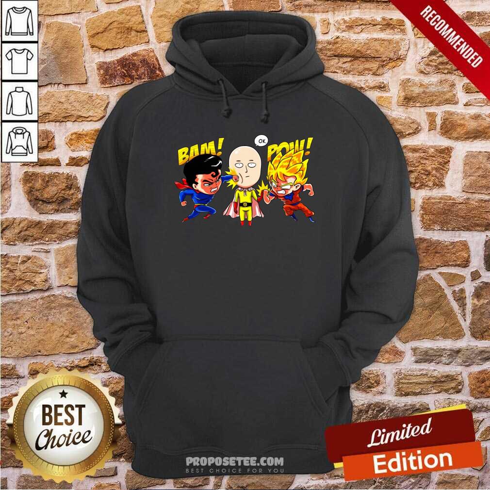 Funny Saitama Vs Superman And Goku Shirt - Image 2
