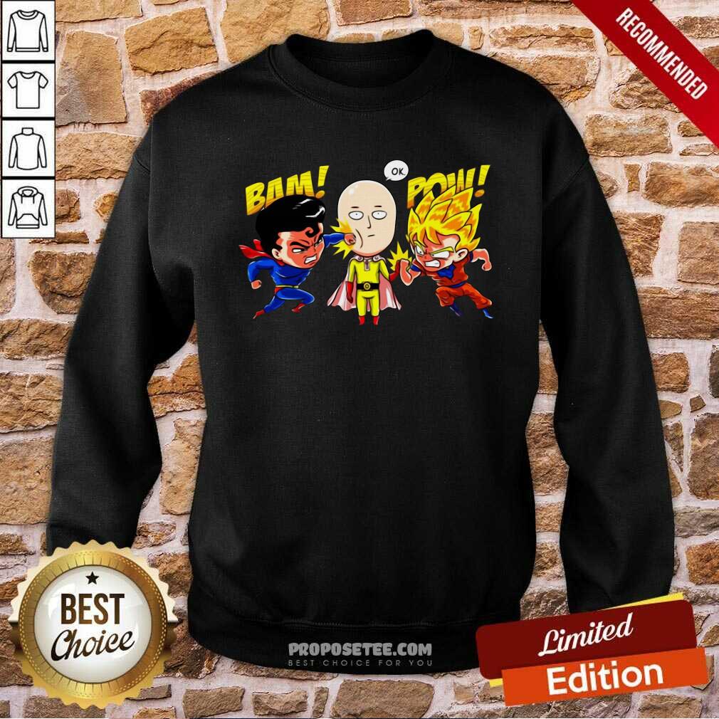 Funny Saitama Vs Superman And Goku Shirt - Image 5