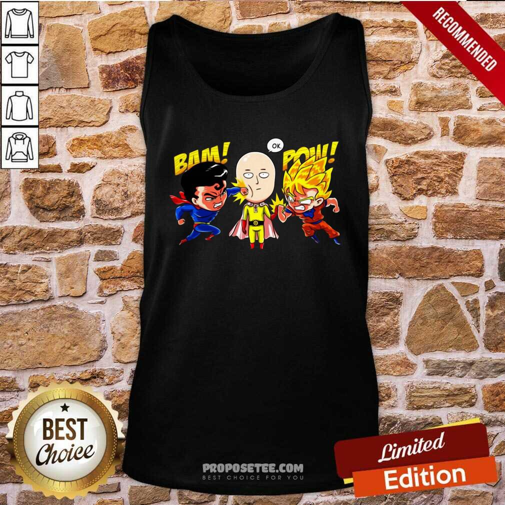 Funny Saitama Vs Superman And Goku Shirt - Image 4