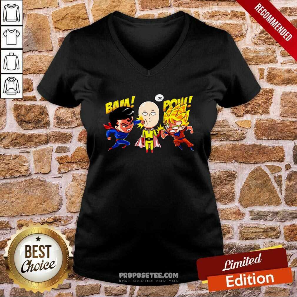 Funny Saitama Vs Superman And Goku Shirt - Image 3