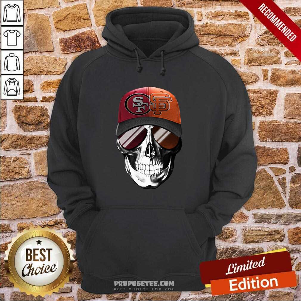 Funny San Francisco 49ers And Los Angeles Lakers Skull Sunglass Shirt - Image 5