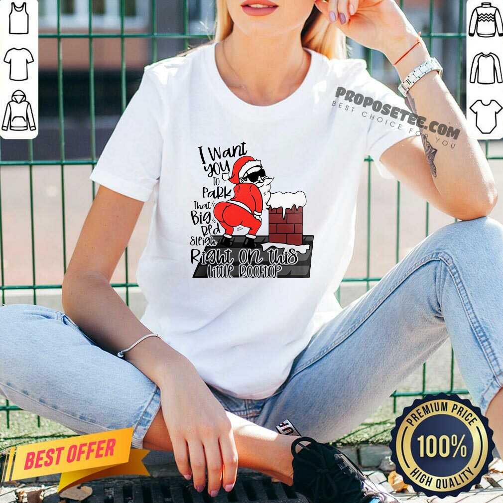 Funny Santa Claus I Want You To Park That Big Red And Light Right On This Rooftop Ugly Christmas Shirt - Image 5