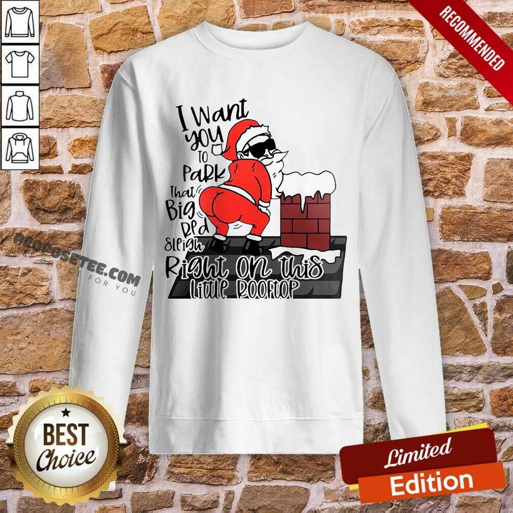 Funny Santa Claus I Want You To Park That Big Red And Light Right On This Rooftop Ugly Christmas Shirt - Image 3