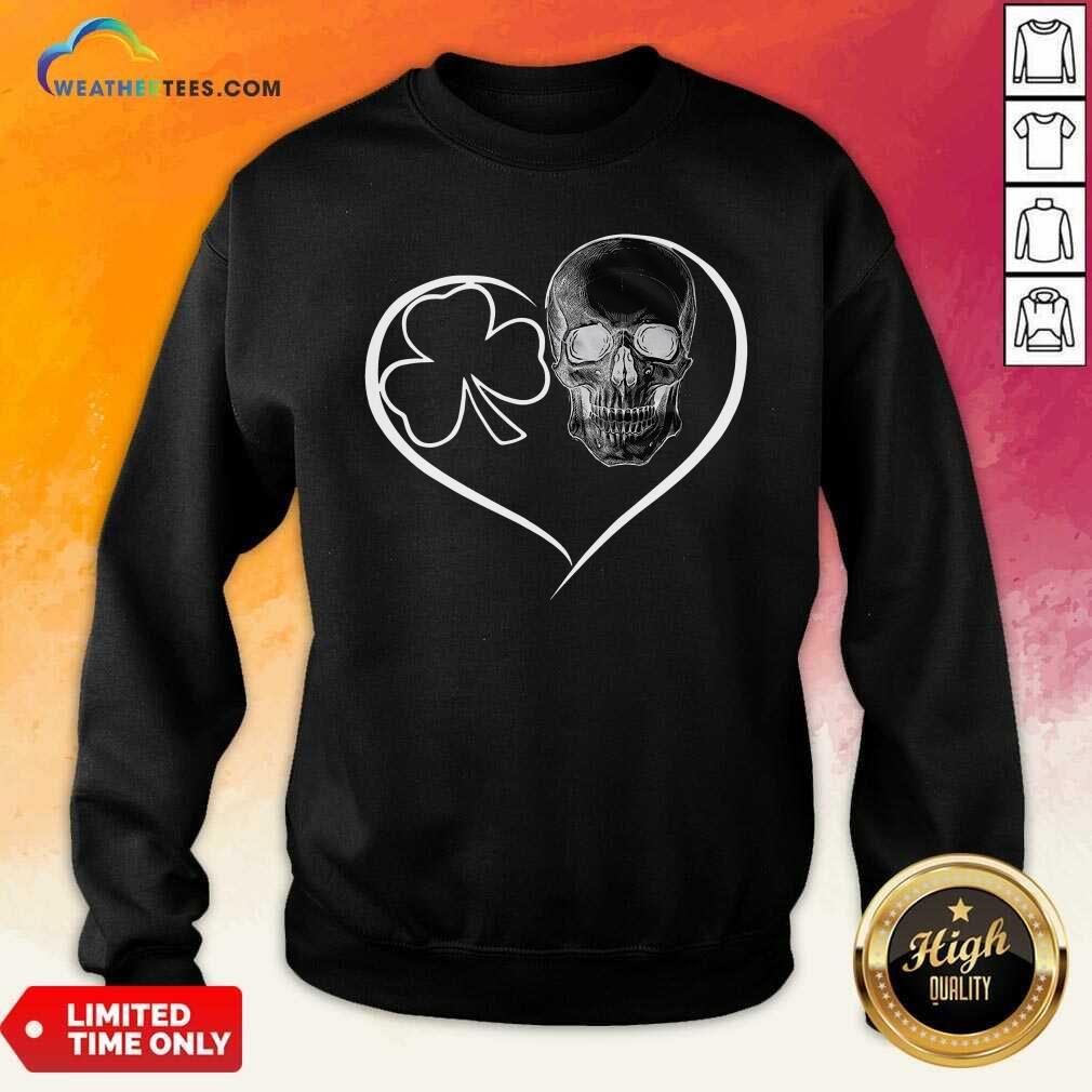 Funny Skull Heart St Patricks Day Shirt - Image 2