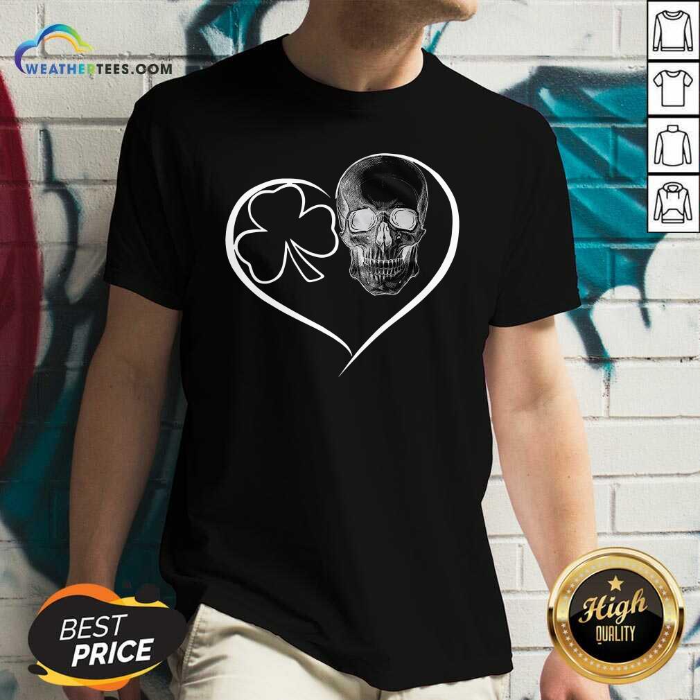 Funny Skull Heart St Patricks Day Shirt - Image 3