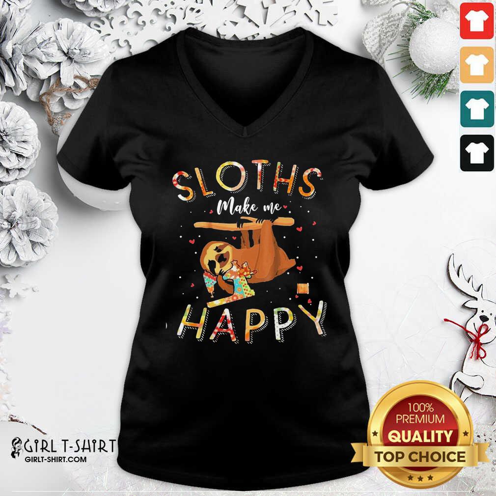 Funny Sloths Make Me Happy Sewing Shirt - Image 3